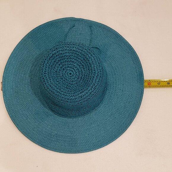 Cappelli Turquoise Blue Straw Sun Hat - Picture 7 of 8